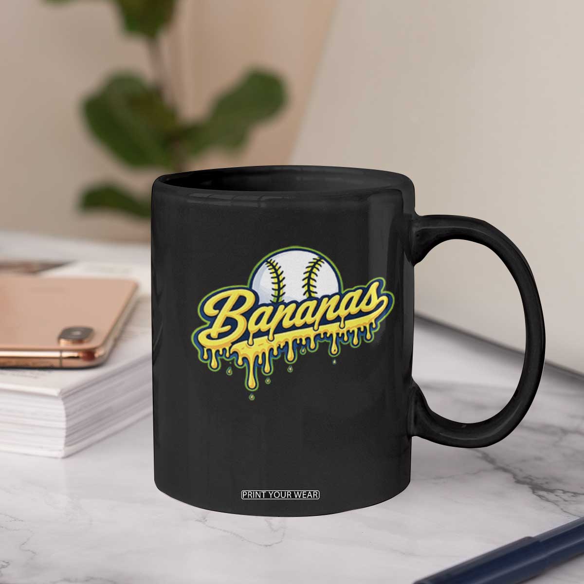 Funny Banana Baseball Coffee Mug Sports Team Baseball Drip Ice Cream Style TS10 Print Your Wear