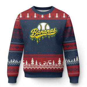 Funny Banana Baseball Ugly Christmas Sweater Sports Team Baseball Drip Ice Cream Style TS10 Navy Red Print Your Wear