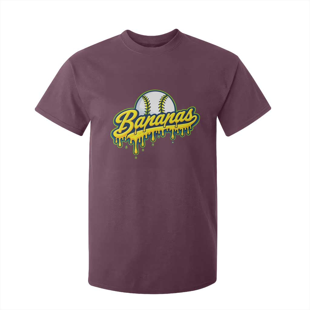 Funny Banana Baseball T Shirt For Kid Sports Team Baseball Drip Ice Cream Style TS10 Maroon Print Your Wear