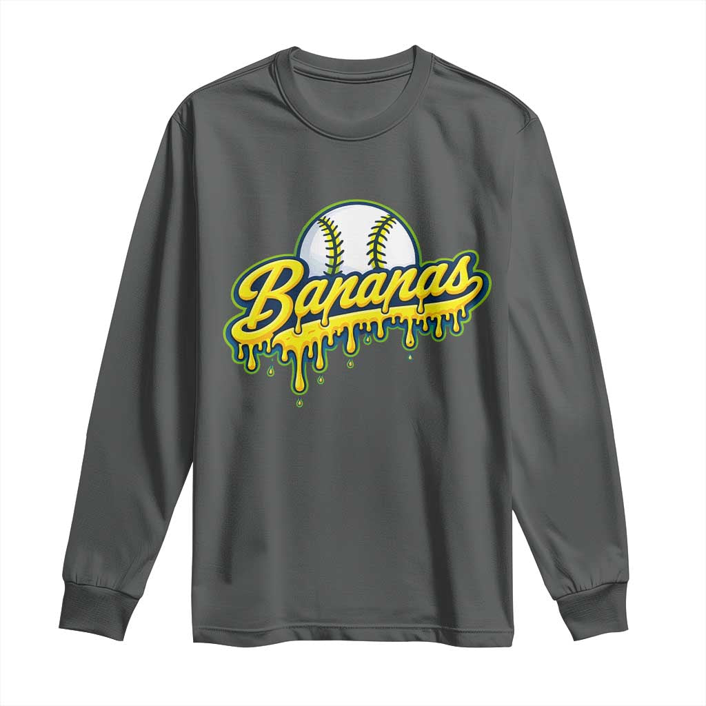 Funny Banana Baseball Long Sleeve Shirt Sports Team Baseball Drip Ice Cream Style TS10 Dark Heather Print Your Wear
