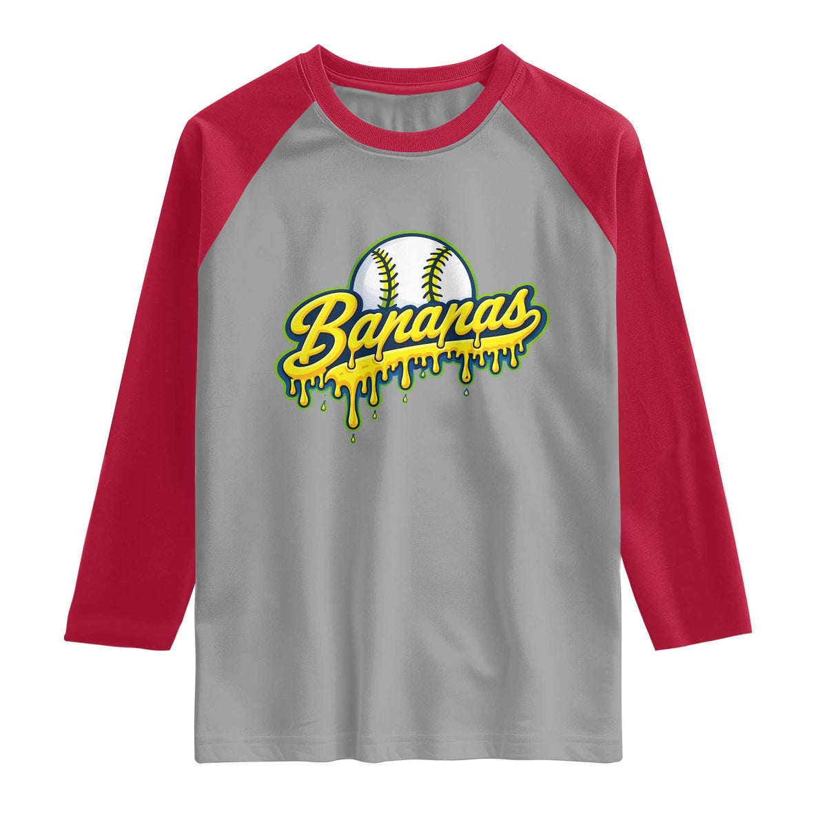 Funny Banana Baseball Raglan Shirt Sports Team Baseball Drip Ice Cream Style TS10 Sport Gray Red Print Your Wear