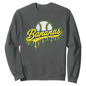 Funny Banana Baseball Sweatshirt Sports Team Baseball Drip Ice Cream Style TS10 Dark Heather Print Your Wear