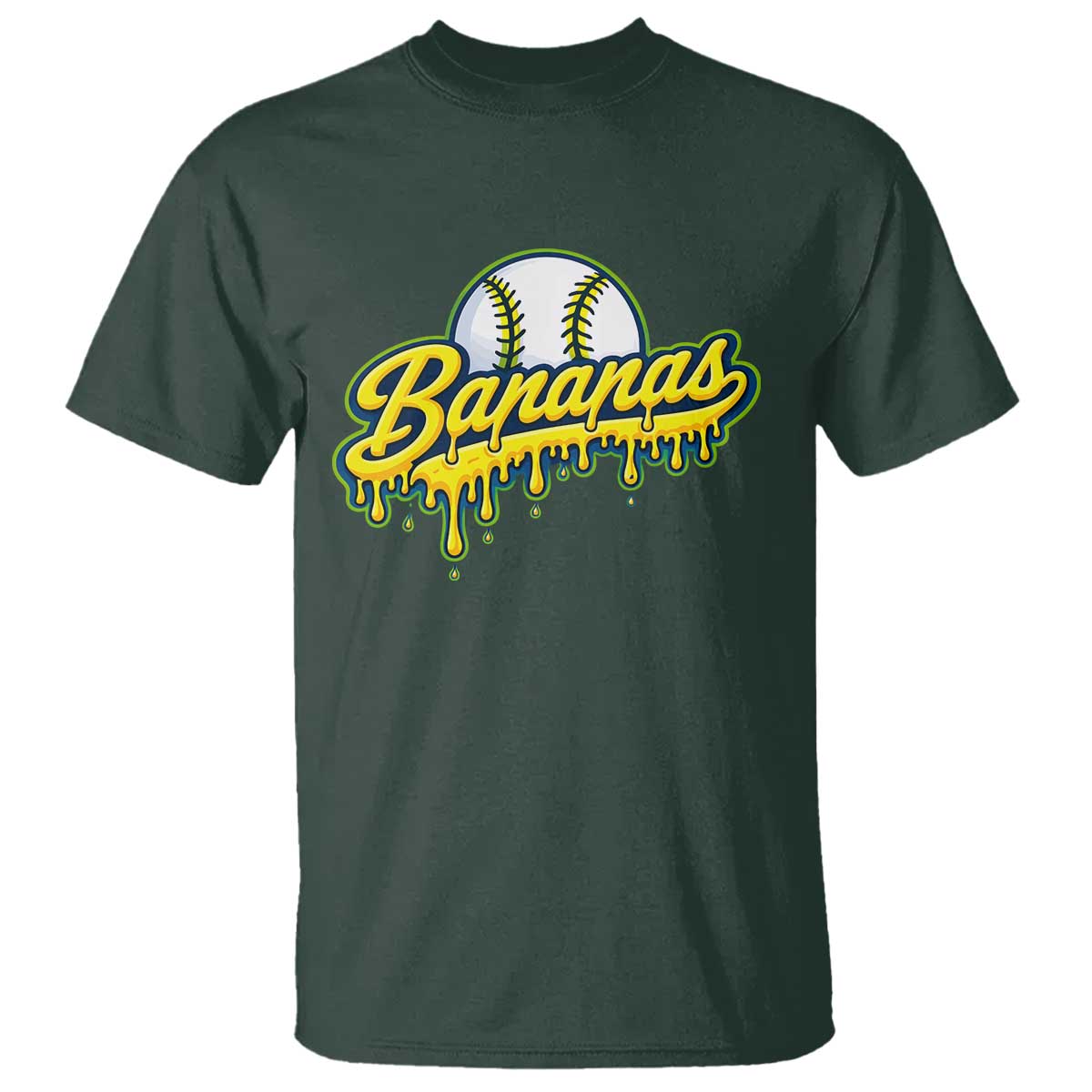Funny Banana Baseball T Shirt Sports Team Baseball Drip Ice Cream Style TS10 Dark Forest Green Print Your Wear