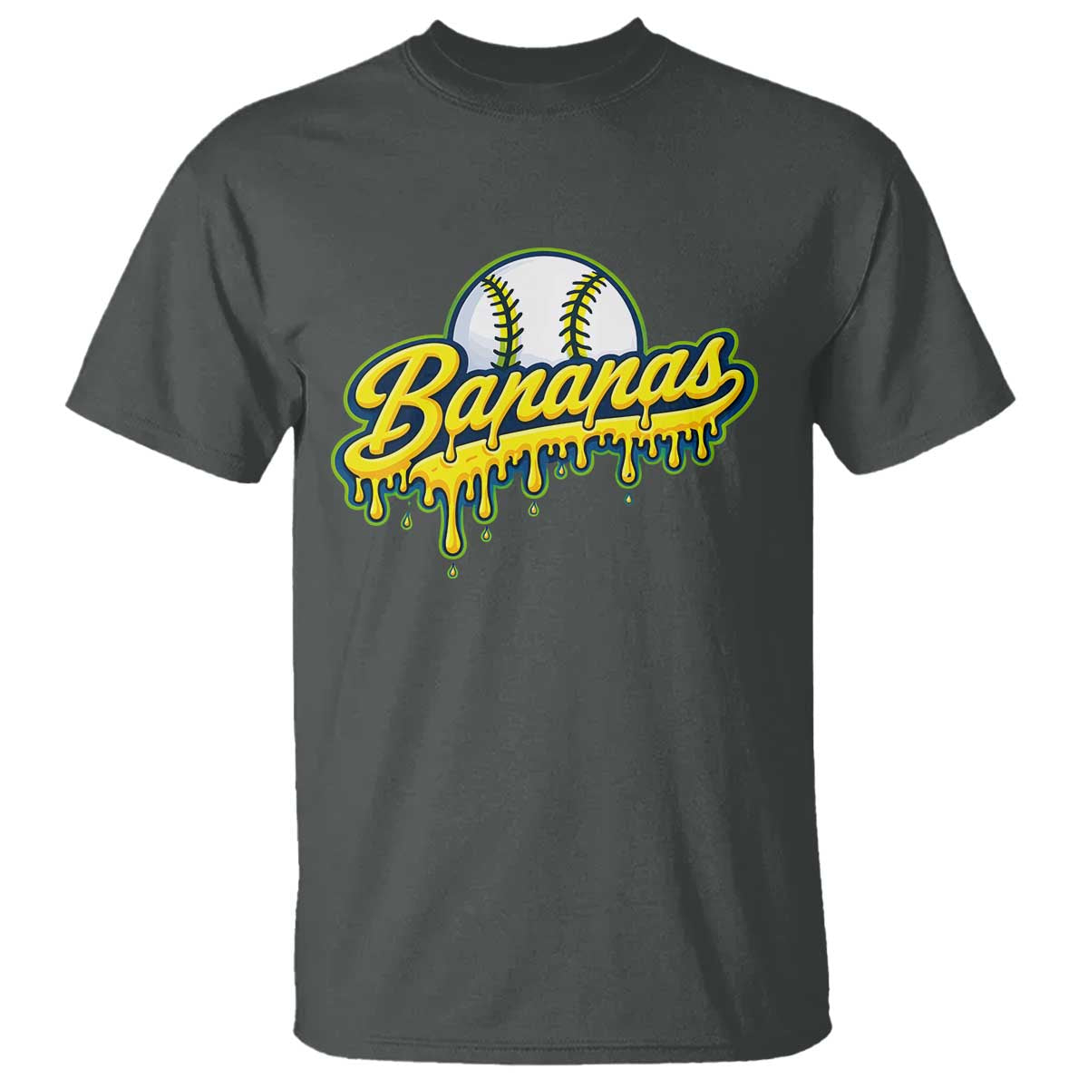 Funny Banana Baseball T Shirt Sports Team Baseball Drip Ice Cream Style TS10 Dark Heather Print Your Wear
