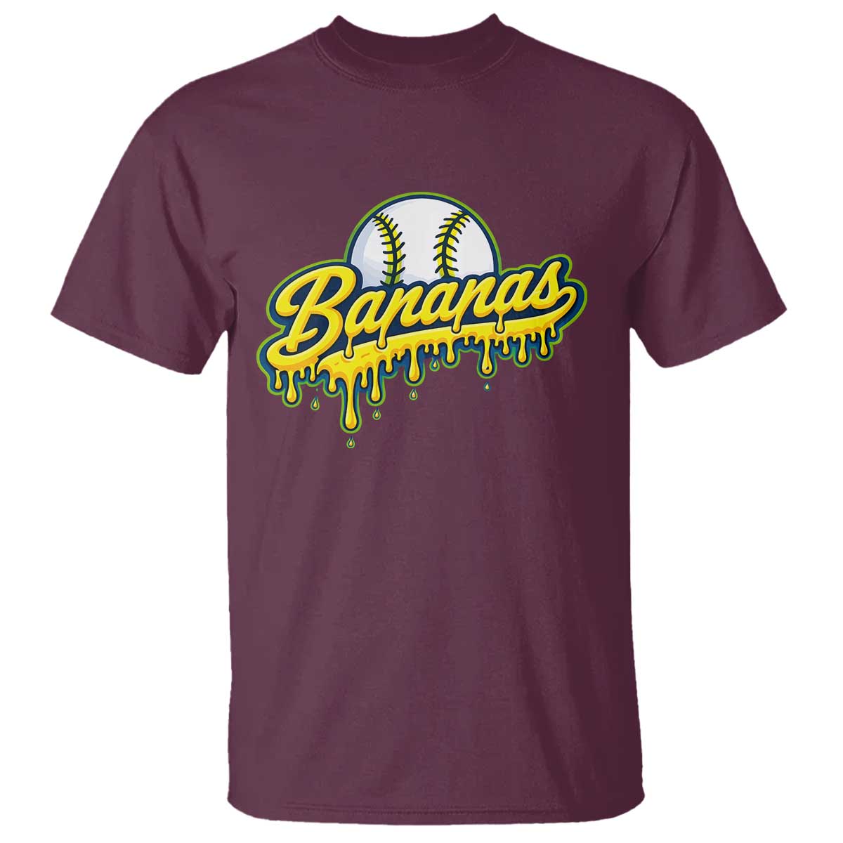 Funny Banana Baseball T Shirt Sports Team Baseball Drip Ice Cream Style TS10 Maroon Print Your Wear