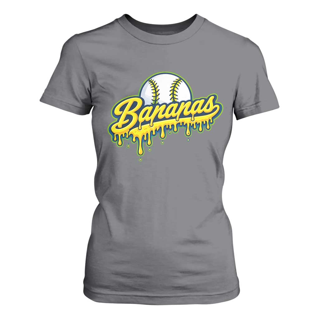 Funny Banana Baseball T Shirt For Women Sports Team Baseball Drip Ice Cream Style TS10 Charcoal Print Your Wear