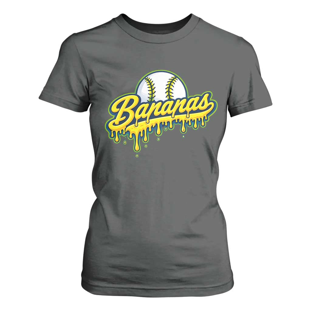 Funny Banana Baseball T Shirt For Women Sports Team Baseball Drip Ice Cream Style TS10 Dark Heather Print Your Wear