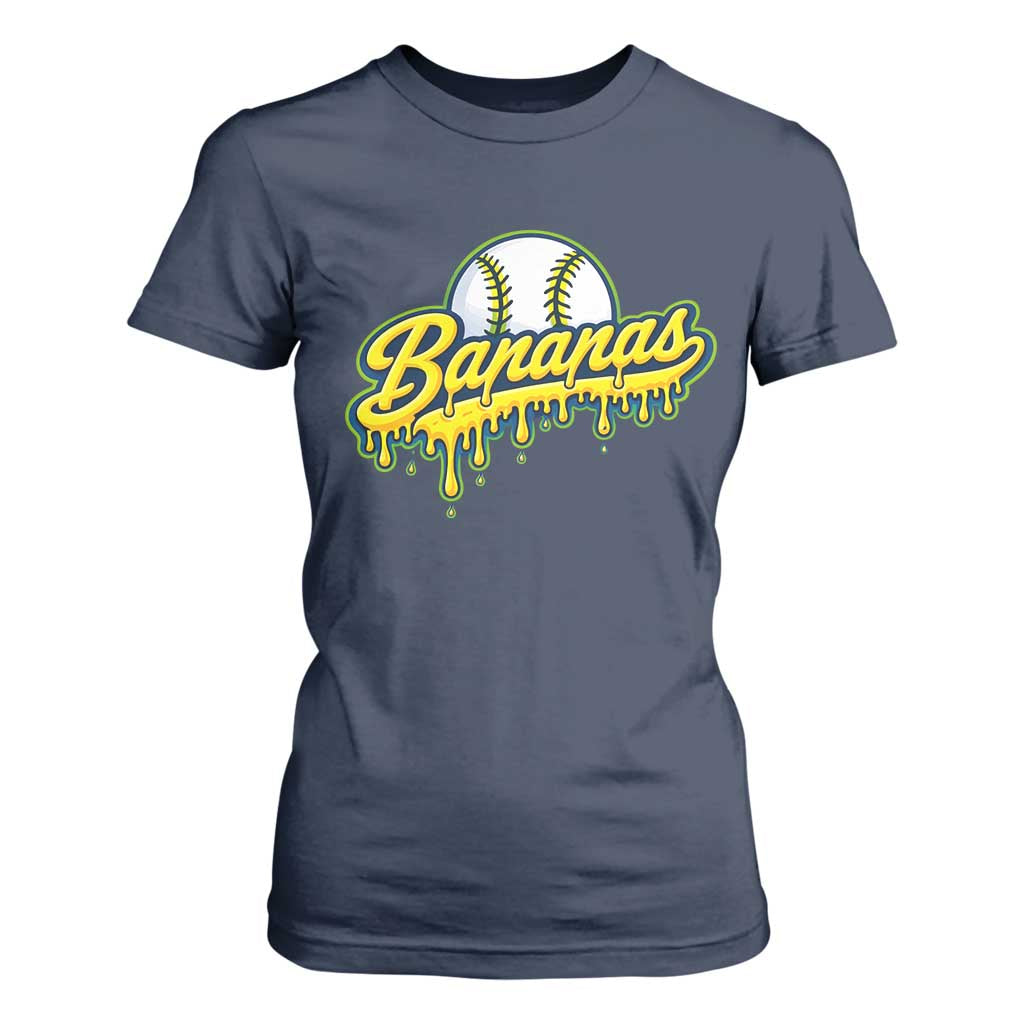 Funny Banana Baseball T Shirt For Women Sports Team Baseball Drip Ice Cream Style TS10 Navy Print Your Wear