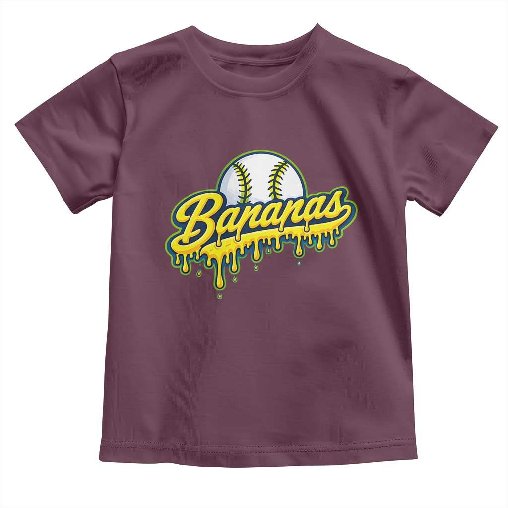 Funny Banana Baseball Toddler T Shirt Sports Team Baseball Drip Ice Cream Style TS10 Maroon Print Your Wear