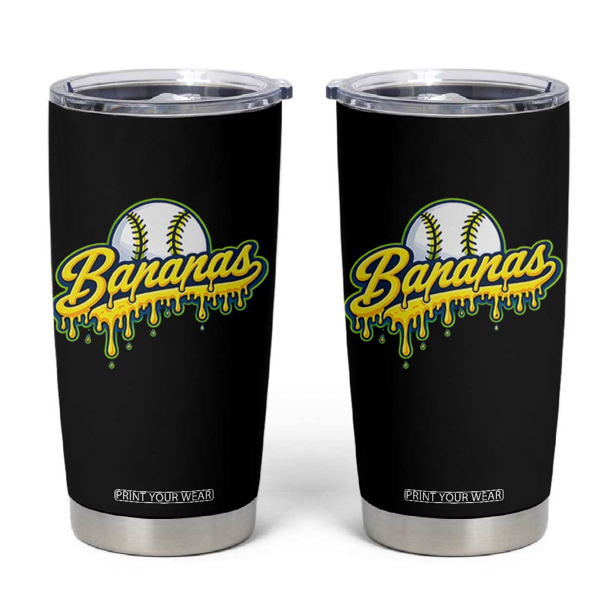 Funny Banana Baseball Tumbler Cup Sports Team Baseball Drip Ice Cream Style TS10 Black Print Your Wear