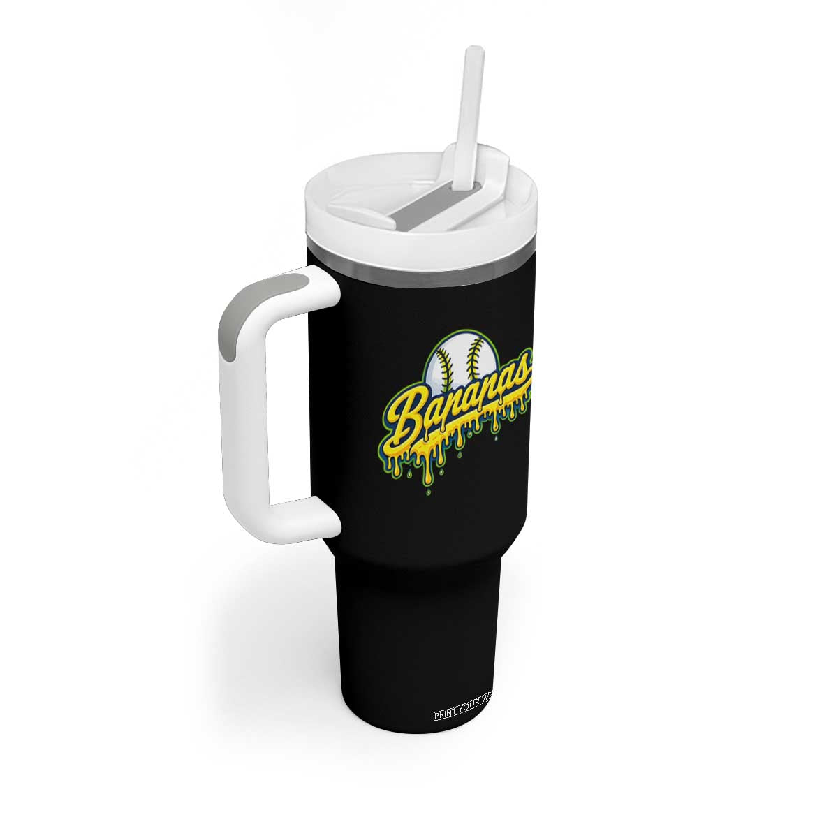 Funny Banana Baseball Tumbler With Handle Sports Team Baseball Drip Ice Cream Style TS10 Print Your Wear