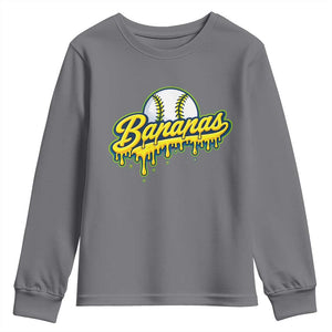 Funny Banana Baseball Youth Sweatshirt Sports Team Baseball Drip Ice Cream Style TS10 Charcoal Print Your Wear