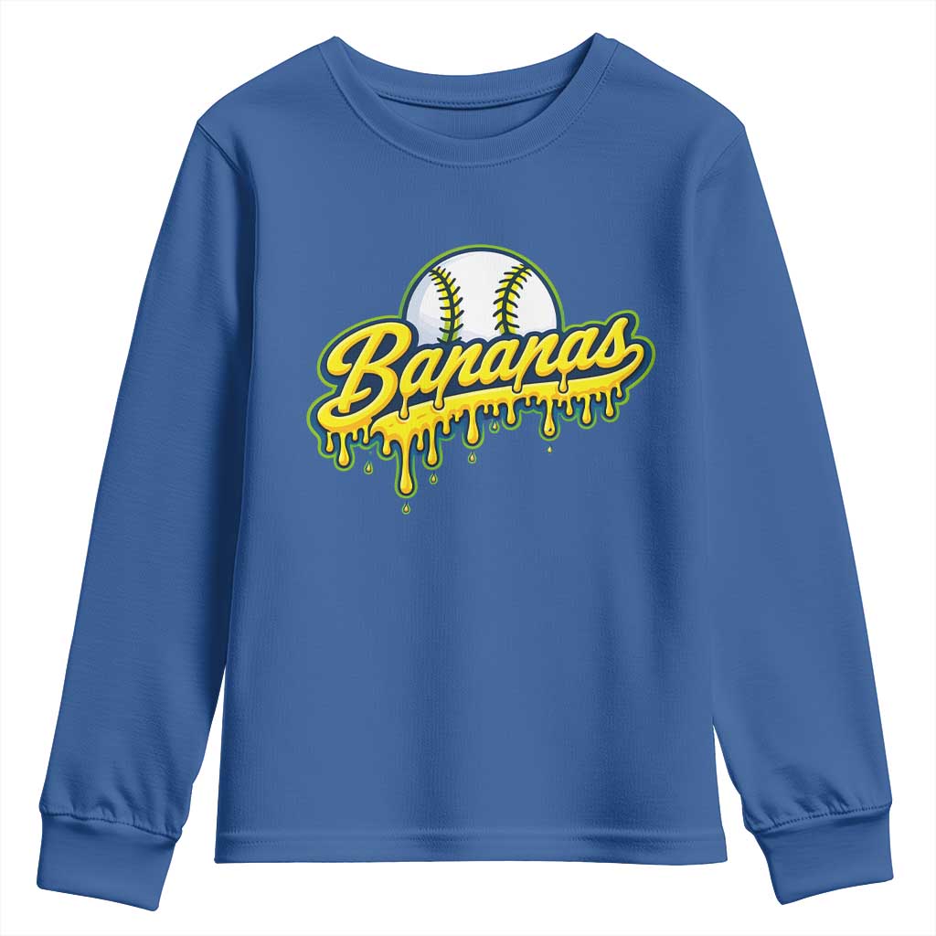 Funny Banana Baseball Youth Sweatshirt Sports Team Baseball Drip Ice Cream Style TS10 Royal Blue Print Your Wear