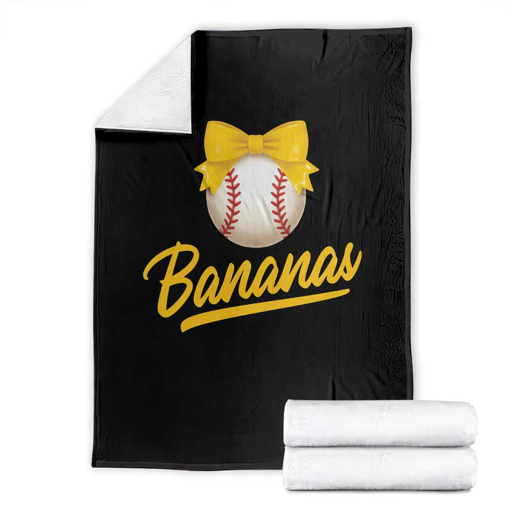 Bananas Coquette Bow Throw Blanket Banana Retro Popular Fruit Humor Cute Girls Kids TS10 Black Print Your Wear