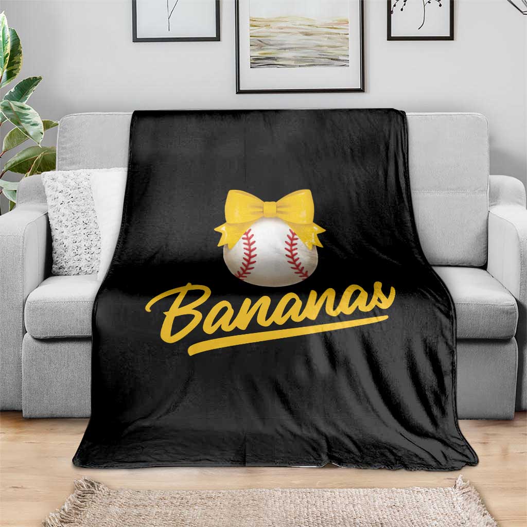 Bananas Coquette Bow Throw Blanket Banana Retro Popular Fruit Humor Cute Girls Kids TS10 Print Your Wear