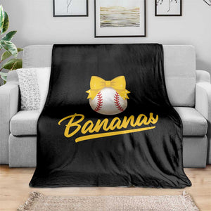 Bananas Coquette Bow Throw Blanket Banana Retro Popular Fruit Humor Cute Girls Kids TS10 Print Your Wear