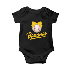 Bananas Coquette Bow Baby Onesie Banana Retro Popular Fruit Humor Cute Girls Kids TS10 Black Print Your Wear