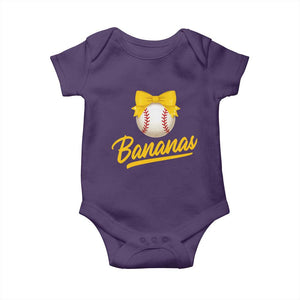 Bananas Coquette Bow Baby Onesie Banana Retro Popular Fruit Humor Cute Girls Kids TS10 Purple Print Your Wear