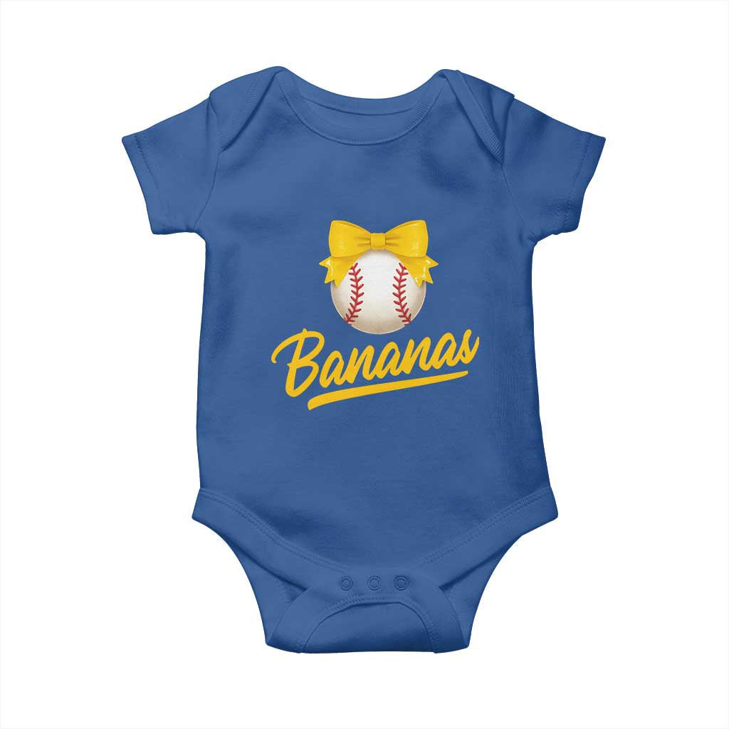 Bananas Coquette Bow Baby Onesie Banana Retro Popular Fruit Humor Cute Girls Kids TS10 Royal Blue Print Your Wear
