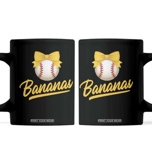 Bananas Coquette Bow Coffee Mug Banana Retro Popular Fruit Humor Cute Girls Kids TS10 Black Print Your Wear