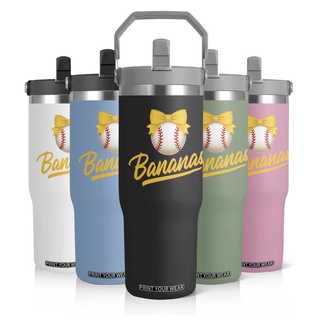 Bananas Coquette Bow Flip Straw Tumbler Banana Retro Popular Fruit Humor Cute Girls Kids TS10 Print Your Wear