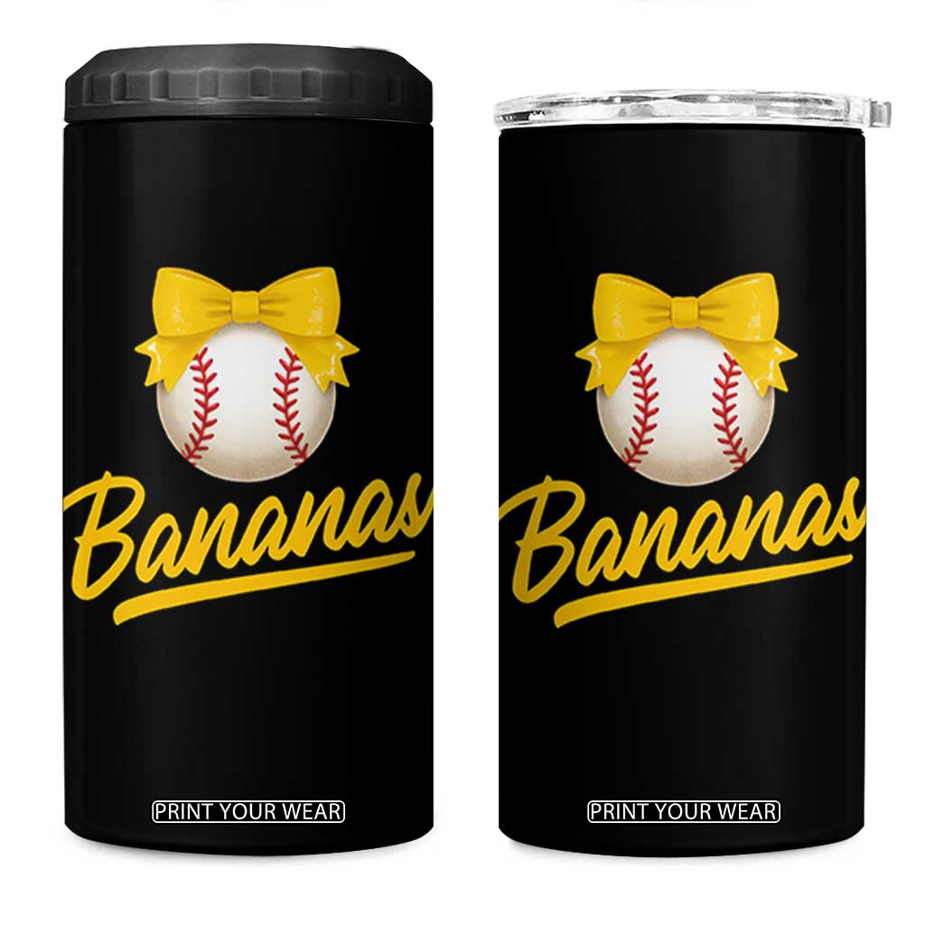 Bananas Coquette Bow 4 in 1 Can Cooler Tumbler Banana Retro Popular Fruit Humor Cute Girls Kids TS10 One Size: 16 oz Black Print Your Wear