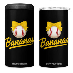 Bananas Coquette Bow 4 in 1 Can Cooler Tumbler Banana Retro Popular Fruit Humor Cute Girls Kids TS10 One Size: 16 oz Black Print Your Wear