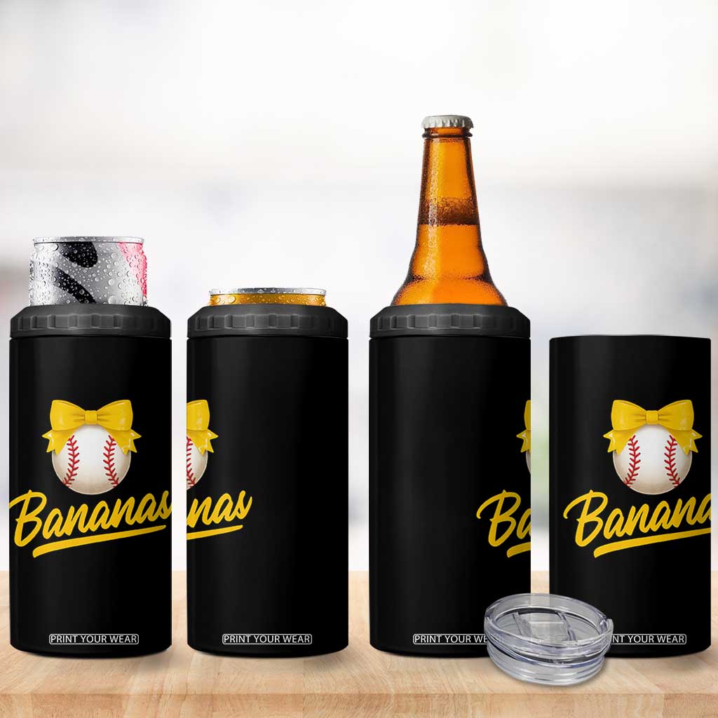 Bananas Coquette Bow 4 in 1 Can Cooler Tumbler Banana Retro Popular Fruit Humor Cute Girls Kids TS10 Print Your Wear