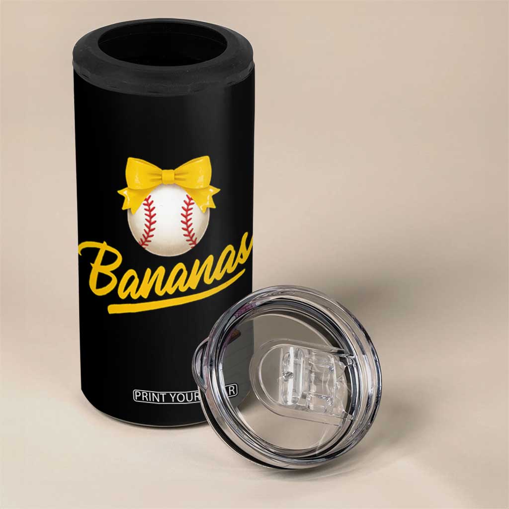 Bananas Coquette Bow 4 in 1 Can Cooler Tumbler Banana Retro Popular Fruit Humor Cute Girls Kids TS10 Print Your Wear