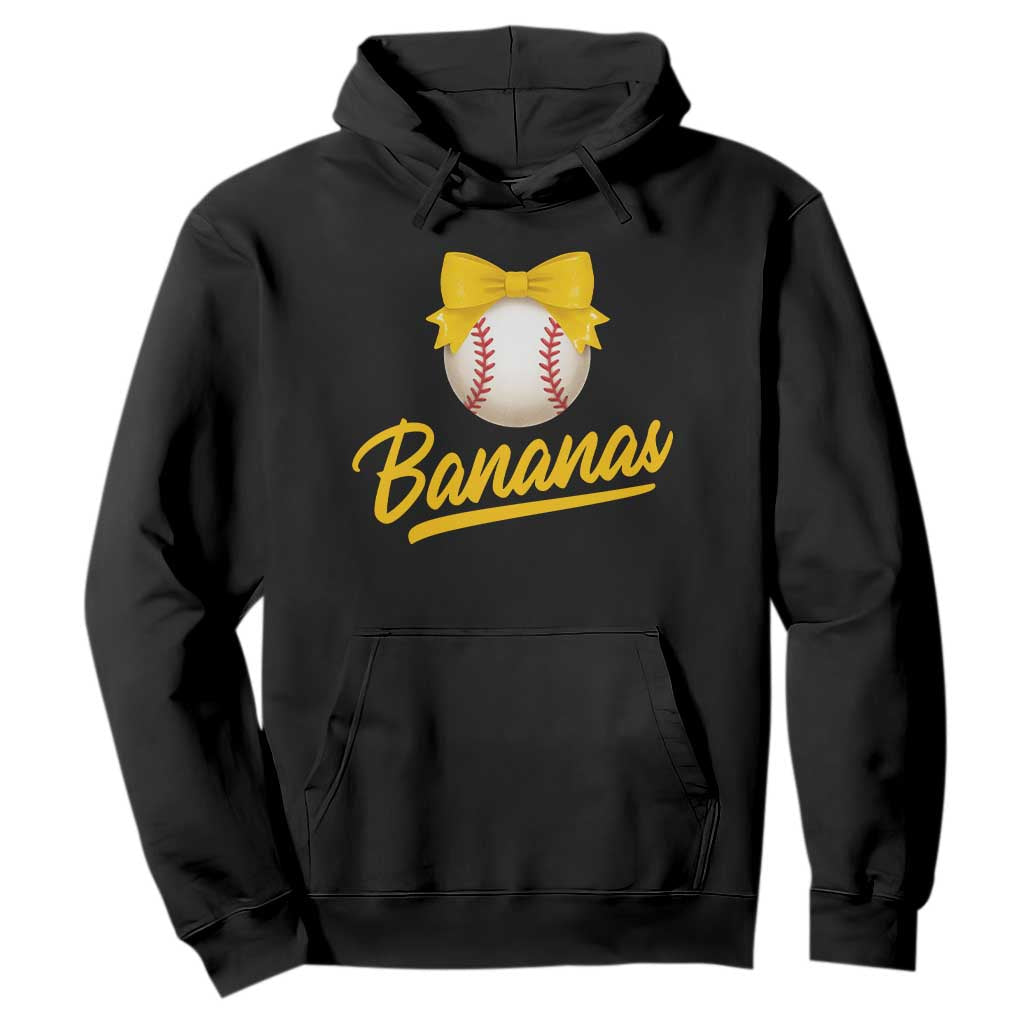 Bananas Coquette Bow Hoodie Banana Retro Popular Fruit Humor Cute Girls Kids TS10 Black Print Your Wear