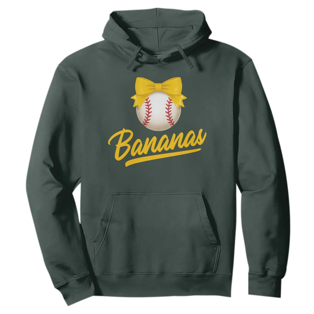Bananas Coquette Bow Hoodie Banana Retro Popular Fruit Humor Cute Girls Kids TS10 Dark Forest Green Print Your Wear