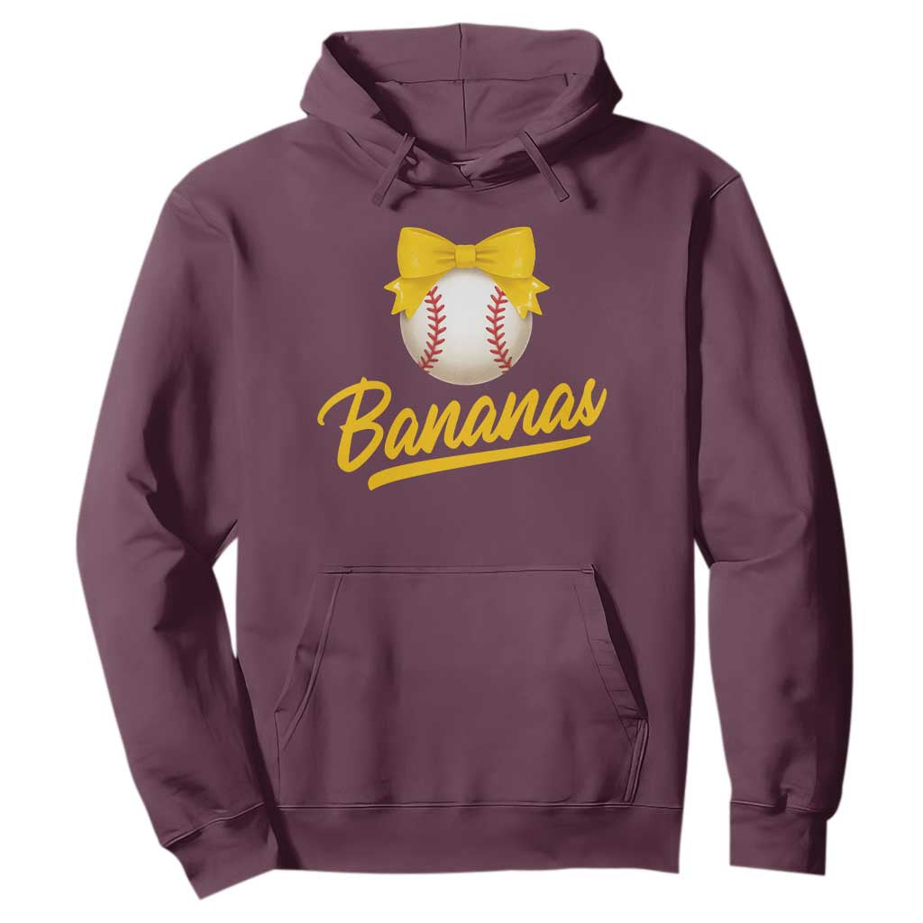 Bananas Coquette Bow Hoodie Banana Retro Popular Fruit Humor Cute Girls Kids TS10 Maroon Print Your Wear