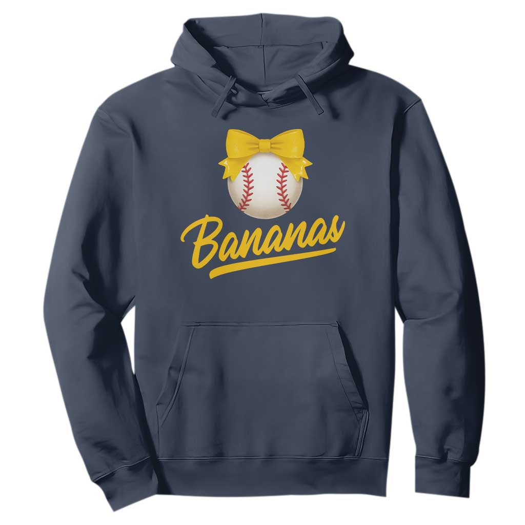 Bananas Coquette Bow Hoodie Banana Retro Popular Fruit Humor Cute Girls Kids TS10 Navy Print Your Wear