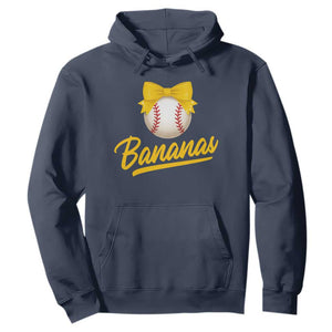 Bananas Coquette Bow Hoodie Banana Retro Popular Fruit Humor Cute Girls Kids TS10 Navy Print Your Wear