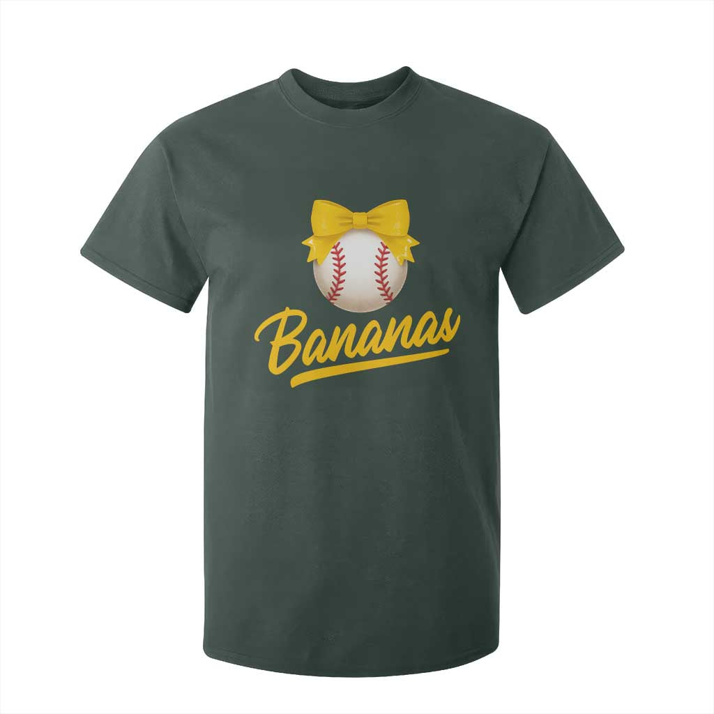 Bananas Coquette Bow T Shirt For Kid Banana Retro Popular Fruit Humor Cute Girls Kids TS10 Dark Forest Green Print Your Wear