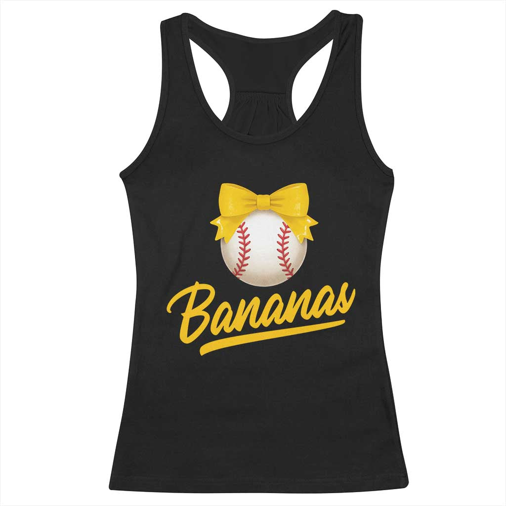 Bananas Coquette Bow Racerback Tank Top Banana Retro Popular Fruit Humor Cute Girls Kids TS10 Black Print Your Wear