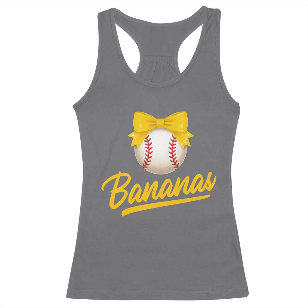 Bananas Coquette Bow Racerback Tank Top Banana Retro Popular Fruit Humor Cute Girls Kids TS10 Charcoal Print Your Wear