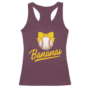 Bananas Coquette Bow Racerback Tank Top Banana Retro Popular Fruit Humor Cute Girls Kids TS10 Maroon Print Your Wear