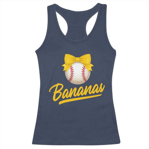 Bananas Coquette Bow Racerback Tank Top Banana Retro Popular Fruit Humor Cute Girls Kids TS10 Navy Print Your Wear
