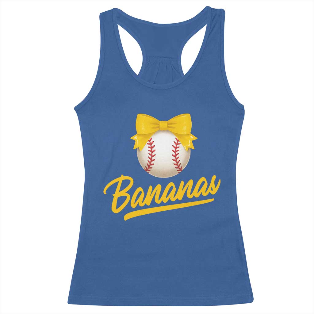 Bananas Coquette Bow Racerback Tank Top Banana Retro Popular Fruit Humor Cute Girls Kids TS10 Royal Blue Print Your Wear