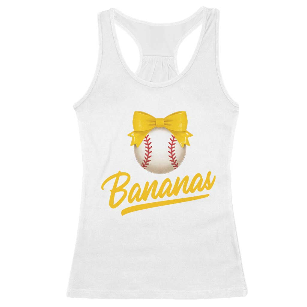 Bananas Coquette Bow Racerback Tank Top Banana Retro Popular Fruit Humor Cute Girls Kids TS10 White Print Your Wear