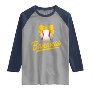Bananas Coquette Bow Raglan Shirt Banana Retro Popular Fruit Humor Cute Girls Kids TS10 Sport Gray Navy Print Your Wear