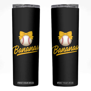Bananas Coquette Bow Skinny Tumbler Banana Retro Popular Fruit Humor Cute Girls Kids TS10 Black Print Your Wear