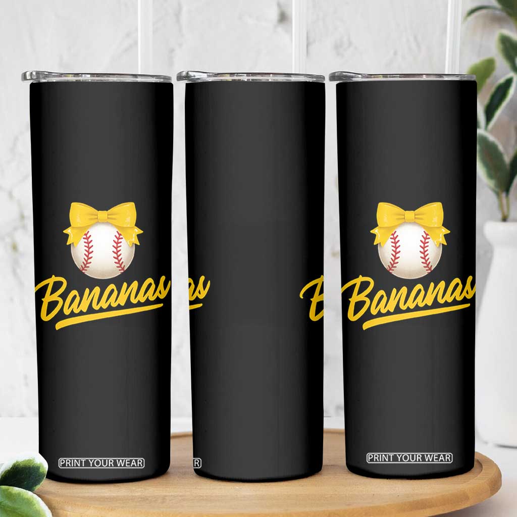Bananas Coquette Bow Skinny Tumbler Banana Retro Popular Fruit Humor Cute Girls Kids TS10 Print Your Wear