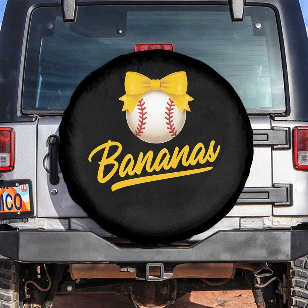 Bananas Coquette Bow Spare Tire Cover Banana Retro Popular Fruit Humor Cute Girls Kids TS10 No hole Black Print Your Wear