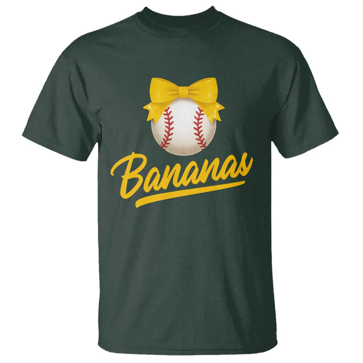 Bananas Coquette Bow T Shirt Banana Retro Popular Fruit Humor Cute Girls Kids TS10 Dark Forest Green Print Your Wear