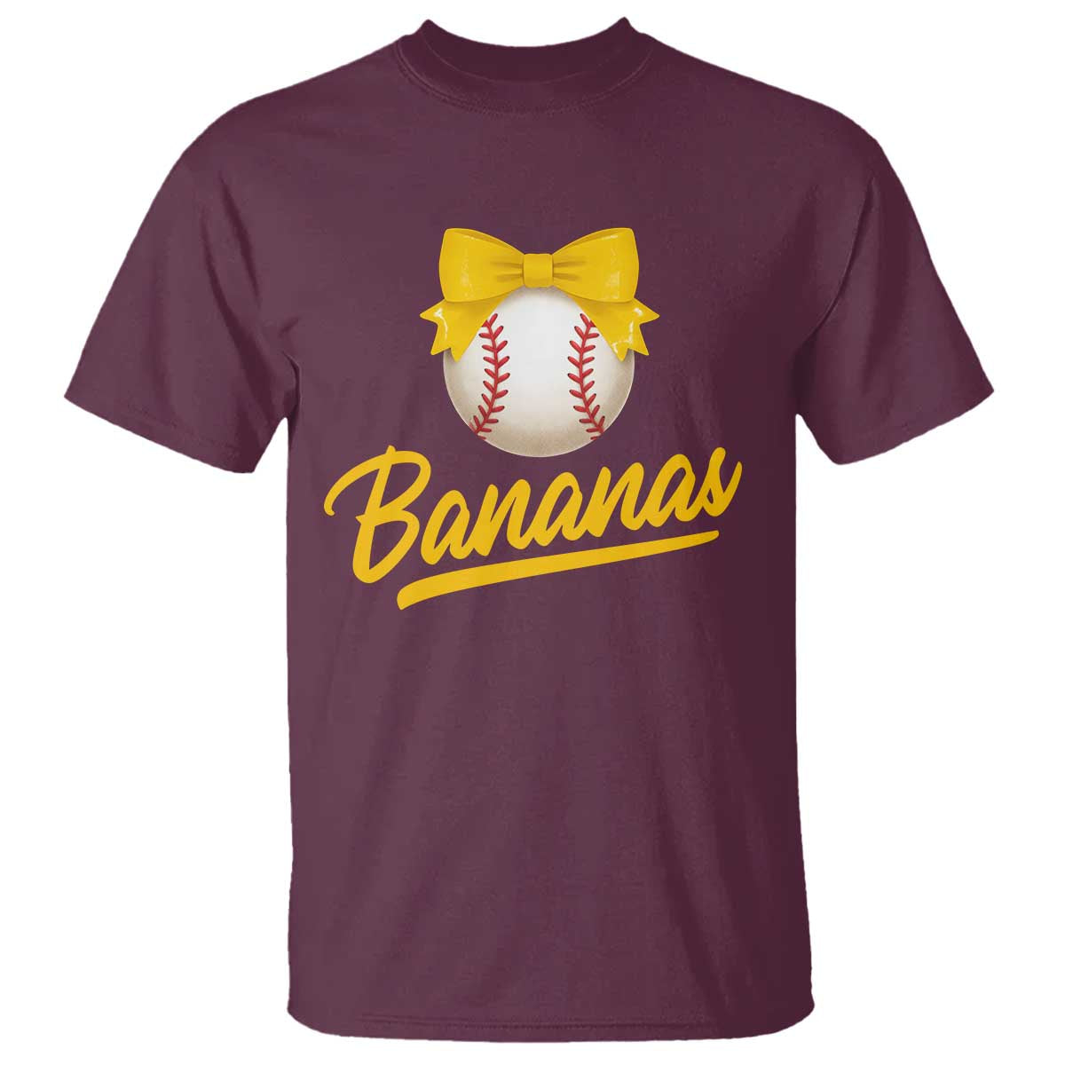 Bananas Coquette Bow T Shirt Banana Retro Popular Fruit Humor Cute Girls Kids TS10 Maroon Print Your Wear