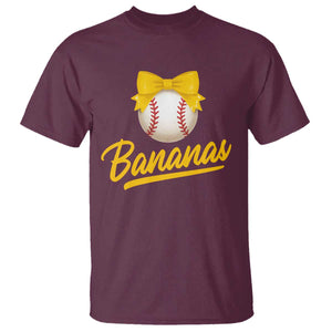 Bananas Coquette Bow T Shirt Banana Retro Popular Fruit Humor Cute Girls Kids TS10 Maroon Print Your Wear