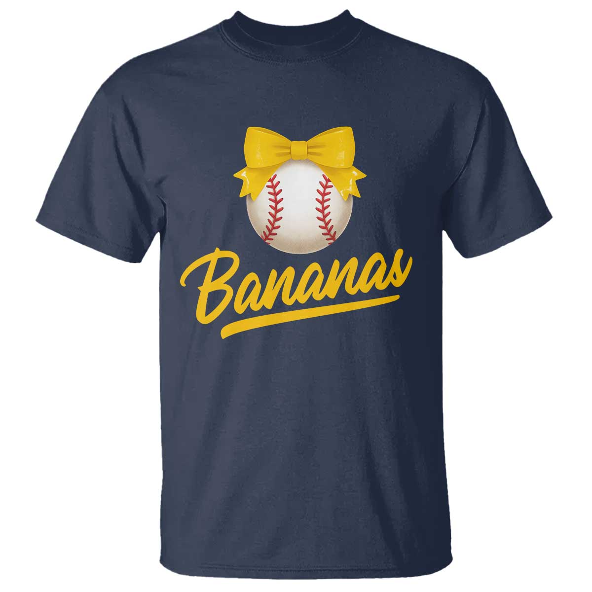 Bananas Coquette Bow T Shirt Banana Retro Popular Fruit Humor Cute Girls Kids TS10 Navy Print Your Wear