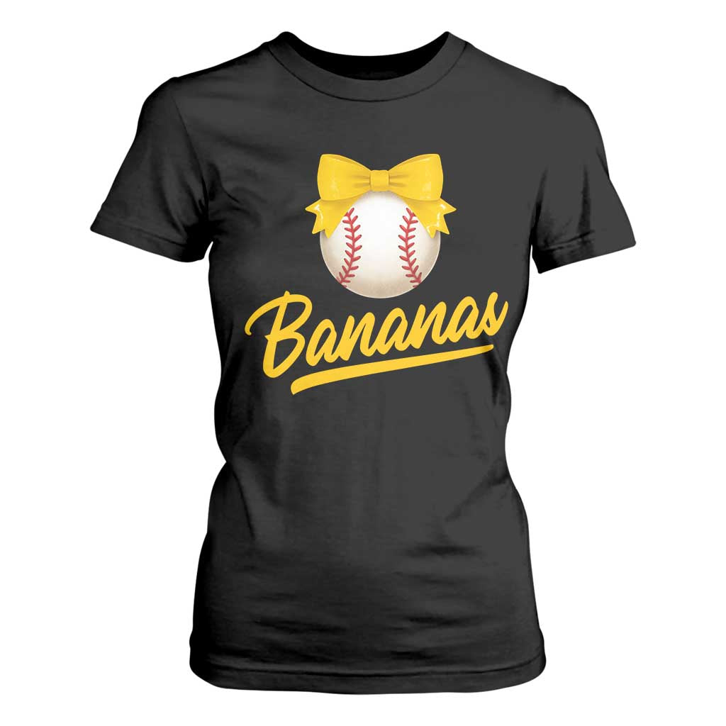 Bananas Coquette Bow T Shirt For Women Banana Retro Popular Fruit Humor Cute Girls Kids TS10 Black Print Your Wear